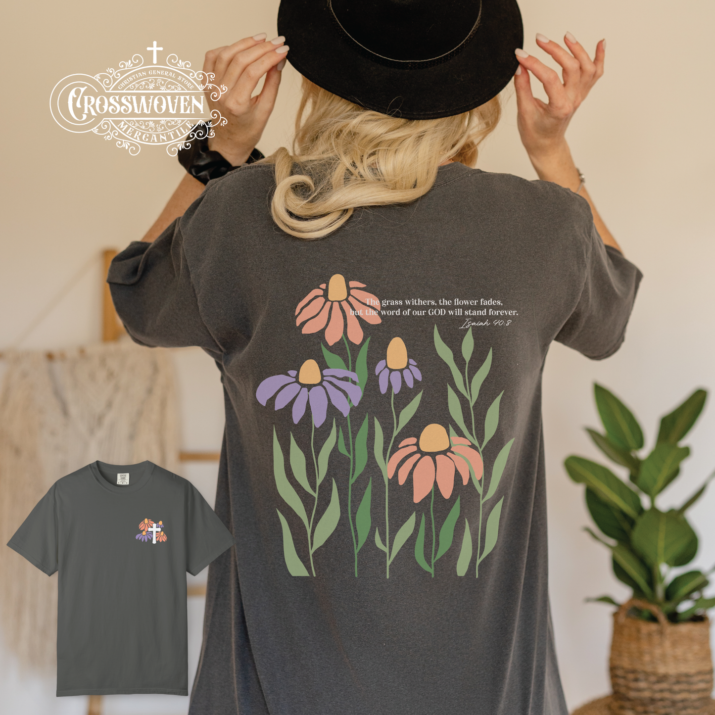 Isaiah 40:8 Floral Tee Scripture T-Shirt